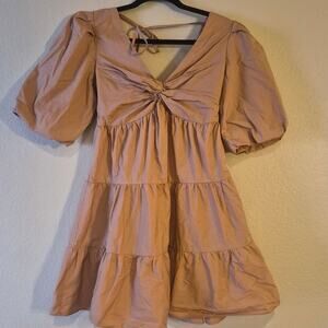 Intermix Kimberly Coquette Romantic Puff Sleeve Mini Cotton Dress